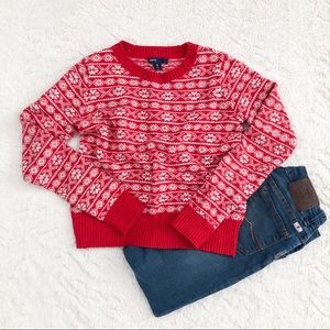 Gap Kids Crewneck Red and White Sweater Size 12 XL